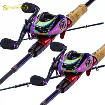 SOUGAYILANG Комбинированные катушки для удочки с приманкой, 4-секционная удочка с катушкой для приманки 9 + 1BB, снасти для ловли на окуня, форель, пресноводную и соленую воду 1.8M&Left