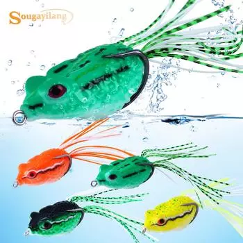 Sougayilang лягушка, приманка для рыбалки, искусственная мягкая лягушка, резиновая приманка для рыбалки с острыми крючками 4pcs