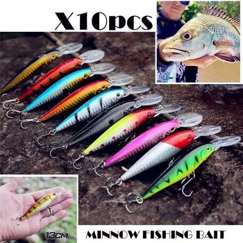 Sougayilang Minnow Crankbaits, рыболовные приманки, твердые приманки для рыбалки, приманки для ловли форели, окуня 10pcs