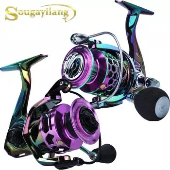 SOUGAYILANG Многоцветная карбоновая спиннинговая рыболовная катушка 12 + 1BB 6,0:1, высокоскоростные катушки для ловли карпа в соленой/пресноводной воде 1000 Series разноцветный