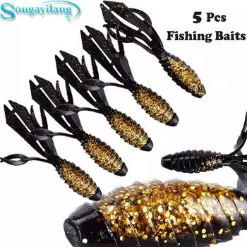 SOUGAYILANG Мягкие рыболовные приманки 5 шт. Мягкие искусственные приманки для плавания Приманки для окуня