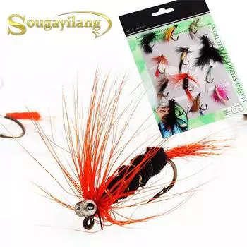 Sougayilang нахлыстовые приманки 12 шт./компл. нахлыстовые приманки для рыбалки DIY рыболовные крючки для ловли окуня 12 pcs