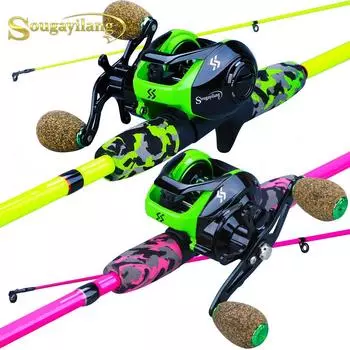SOUGAYILANG Портативная дорожная удочка, набор из 5 секций, литейная удочка с 12 + 1BB катушкой для приманки 5.5FT Rod&Reel Left Hand розовый
