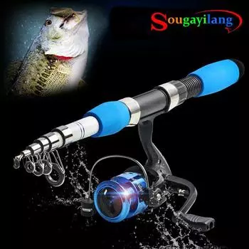 Sougayilang Портативная удочка и набор катушек Ультра легкие удочки Набор рыболовных снастей