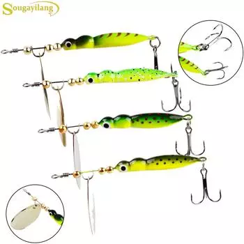 SOUGAYILANG Приманка для зимней рыбалки, 4 цвета, металлические приманки для джиговой ловли, свинцовые крючки, искусственная приманка, джиг, ложка, приманка 4PCs