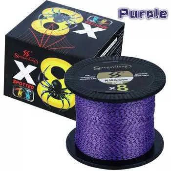 SOUGAYILANG Рыболовная леска 8 подставок PE Плетеная леска 150 м 350 м 550 м устойчивая к истиранию проволока для рыбалки на открытом воздухе для путешествий в соленой воде 350M&0.128 фиолетовый