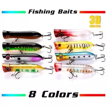 Sougayilang Рыболовная приманка Swimbait Popper Искусственная твердая приманка с крючком Плавающие рыболовные снасти 8pcs