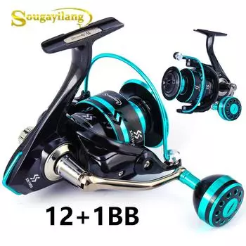 SOUGAYILANG Рыболовное колесо серии 2000-7000, металлическое рыболовное колесо, передаточное число 5,0:1, рыболовное колесо для пресноводной рыбалки, рыболовный инструмент, максимальное натяжение 10 кг 2000 Model синий