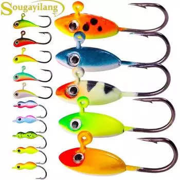 SOUGAYILANG рыболовные приманки 15 шт. приманки для зимней рыбалки с крючками свинцовые крючки для джиг-джиг зимние цельнометаллические ледяные приманки приманки 15pcs