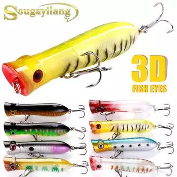 Sougayilang Рыболовные приманки Topwater Pencil Popper Пластиковые приманки для литья на троллинговую рыбу Воблеры 8 pcs