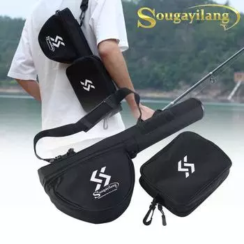 Sougayilang рыболовные снасти нахлыстом, модная комбинированная сумка для мух, сумка для катушки для удочки чёрный