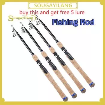 Sougayilang Спиннинг-удочка 1,8-2,7 м Переносная телескопическая удочка с пробковой ручкой Удочка для ловли карпа Spinning 1.8m