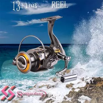 Sougayilang Спиннинговая рыболовная катушка 12 + 1BB 3000 Металлическая спиннинговая катушка из нержавеющей стали Лодка Рок Рыболовное колесо 3000