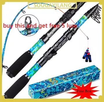 SOUGAYILANG Спиннинговая удочка 1,8-2,7 м Портативная карбоновая удочка 6-9 секций удочка 1.8M