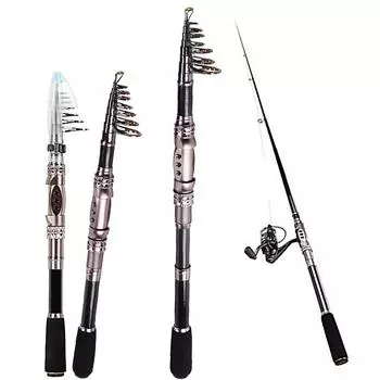 Sougayilang Спиннинговая удочка Cabon 1,5-3,3 м Телескопическая удочка для путешествий в соленой и пресноводной воде 1.5m