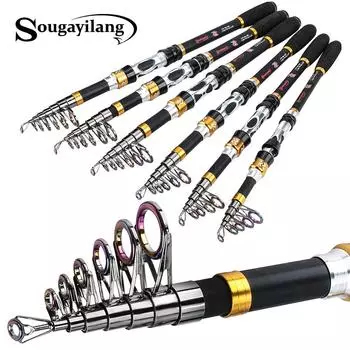 Sougayilang Спиннинговая удочка из углеродного волокна Телескопическая удочка Портативная удочка для путешествий на морской лодке Рок удочка 1.8M