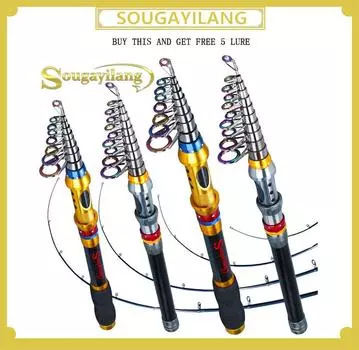 Sougayilang телескопические удочки 1,8-3,6 м из углеродного волокна портативный спиннинг дорожная удочка 1.8M чёрный