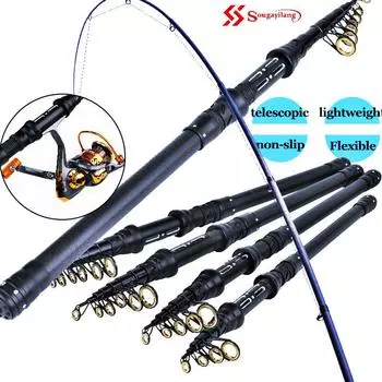 Sougayilang Удочка из углеродного волокна Телескопическая удочка M Power Спиннинг Ручная рыболовная снасть Переносной светильник 1.8m
