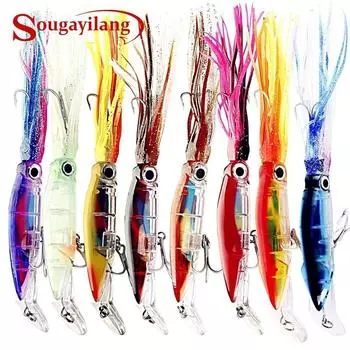 Sougayilang Umpan Pancing Bentuk Cumi-Cumi Bahan Plastik Keras Umpan Cumi Приманка для рыбалки на кальмара/Pancing коричневый