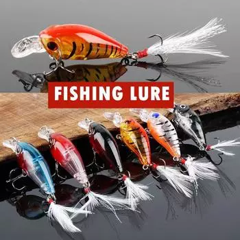 Sougayilang Высококачественная жесткая рыболовная приманка 4 г/6 см с перьями, реалистичными глазами, тройные крючки, рыболовные приманки 6cm