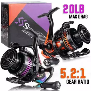 SOUGAYILANG, высококачественная рыболовная катушка 11 + 1BB, высокоскоростная предварительно собранная спиннинговая катушка, максимальная тяговая сила 20 фунтов 3000 фиолетовый