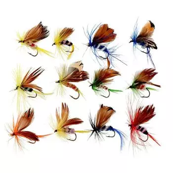 Sougayiulang приманки для сухой нахлыстовой ловли, масло с крючками, приманка для ловли нахлыстом, приманка для ловли окуня на лодке 12 Pcs