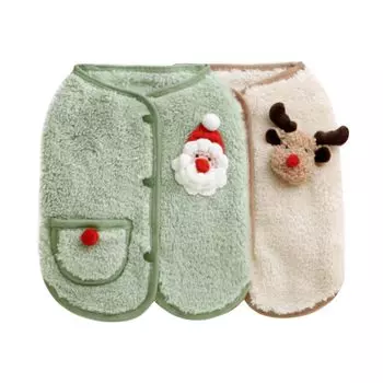 Souher Dog Winter Cute Christmas Pet Dog Brushed Linen Tank Open Back Dog Small and Medium Cat Cold Heat Prevention Clothes for Outside