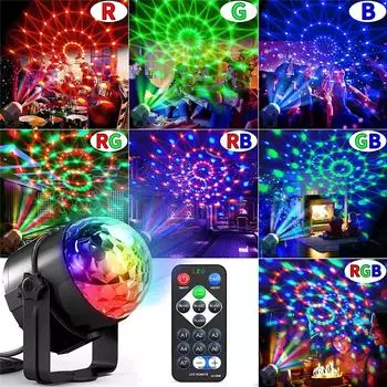 Sound Activated LED Stage Disco Light Rotating DJ Ball With Remote Control Color Party Atmosphere Lamp for Home KTV Bar Xmas