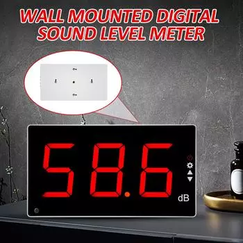 Sound Level Meter with Large LCD Screen Wall Mounted Decibel Monitoring Tester 30-130dB Measuring Range With Sound Alarm