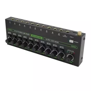 Sound Mixer 10 Channel RGB Professional Stereo Sound Mixer for Amplifier Speaker Handheld UK Plug