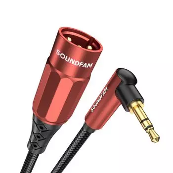 SOUNDFAM Кабель-переходник XLR 90 градусов Папа на Угловой XLR на Дюймовый Кабель для Микширования Звука Винно-Красный 3,5 мм Папа, 1/8 Консоли, Карты, Динамики,