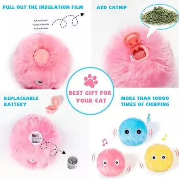 Sounding Cat Plush Toys Ball Smart Interactive Ball Catnip Cat Training Toys Pet Essentials Cat Pet Squeaky Toys