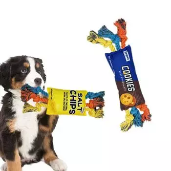 Sounding Potato Chips Dog Toys Bite Resistant Dog Chew Toy Funny Pet Bite Rope Toy Cleaning Teeth синий