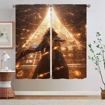 Source Energy Burst Kitchen Curtains 2 Pieces Window Curtains for Rooms Bathroom Curtain for Children s Room Partition Tentacles W50xH70cmx2pcs-CL