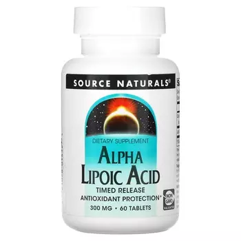 Source Naturals, Альфа-липоевая кислота, пролонгированного действия, 300 мг, 60 таблеток