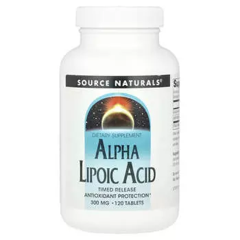 Source Naturals, Альфа-липоевая кислота, пролонгированного действия, 600 мг, 120 таблеток (300 мг на таблетку)