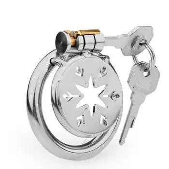 SOURCE Сексуальный замок целомудрия гимнастический замок из нержавеющей стали мужской плоский замок целомудрия в виде снежинки анти-побег SM Snowflake Cage40