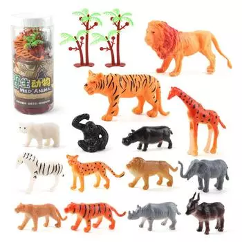 Source Simulation Animal Model Cylinder Set, Forest Animal Children S Cognitive Ornament Doll Toy