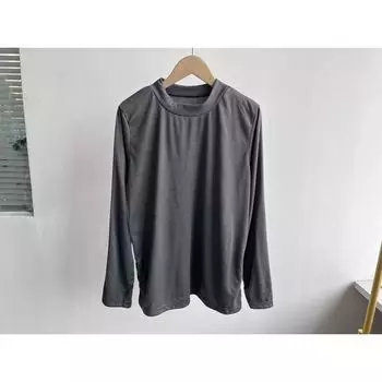 South 13-12 Japanese-Style Retro Spring & Fall Pinstripe Bottoming Shirt Soft Brushed Plaid All-Matching Long Sleeve Top T-shirt H2 Black F