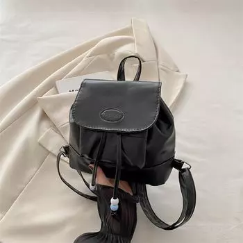 South korea Denim Backpack Bag Women 2025 New Trendy Retro Bucket Bag Student All-Match Backpack Portable Schoolbag Black