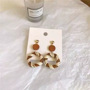 South Korea Dongdaemun Anna Same Style Fashion Earrings Log Patchwork Contrast Color Niche Style Retro Stud Earrings New Earrings A16 Style 1