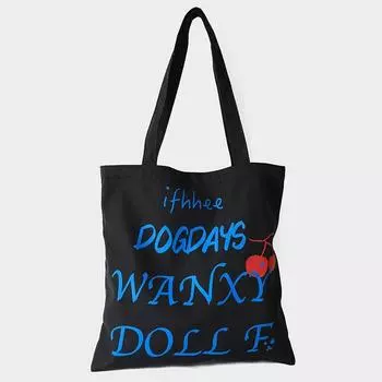 South Korea Lazy Pink Graffiti Crossbody Shoulder Canvas Bag Black medium single pack [nylon cloth]]