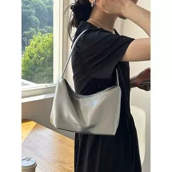 South Korea Special-Interest Design Ins Minimalist Silver Underarm Bag Silver