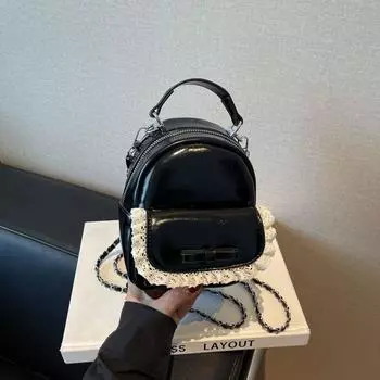 South korea Sweet Girl Backpack Bag 2025 New Leisure Travel Small Bookbag All-Match Mini Western Style Backpack Black