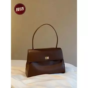 South Style Chio2nd Ceir Classy Genuine Leather Series All Year Round Poetry Draft Cowhide Tote Satchel Women s Shoulder Bag Caramel color