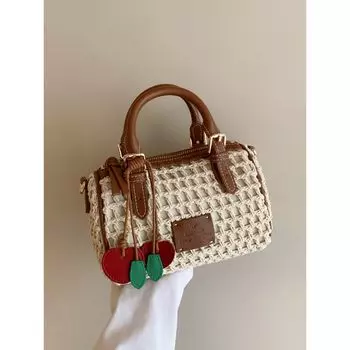 South Style Chio2nd Flower Room Waving Pillow Bag Women s Cherry Woven Bag Handbag Shoulder Messenger Bag Image color