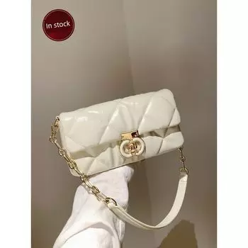 South Style Chio2nd Pearl Sea Square Pouch Women s 2025 New Arrival Elegant Commuter Women s Bag Shoulder Messenger Bag Beige