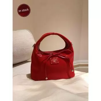 South Style Chio2nd Shuguang Coast Tote Bag Women s Summer Bows Small Handbag Shoulder Messenger Bag Cherry Red
