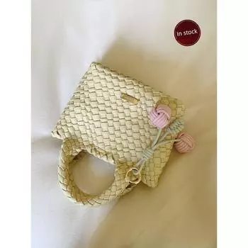 South Style Chio2nd Yuehua Dream Picking Tote Bag Women s Summer Woven Bag Handbag Shoulder Messenger Bag Goose yellow
