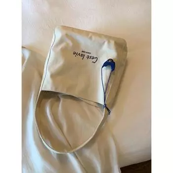South Style Mid-Year Feedback Chio2nd Neon Sweetheart Tote Bag Women Simple Canvas Bag Commuter Shoulder Bag Beige White